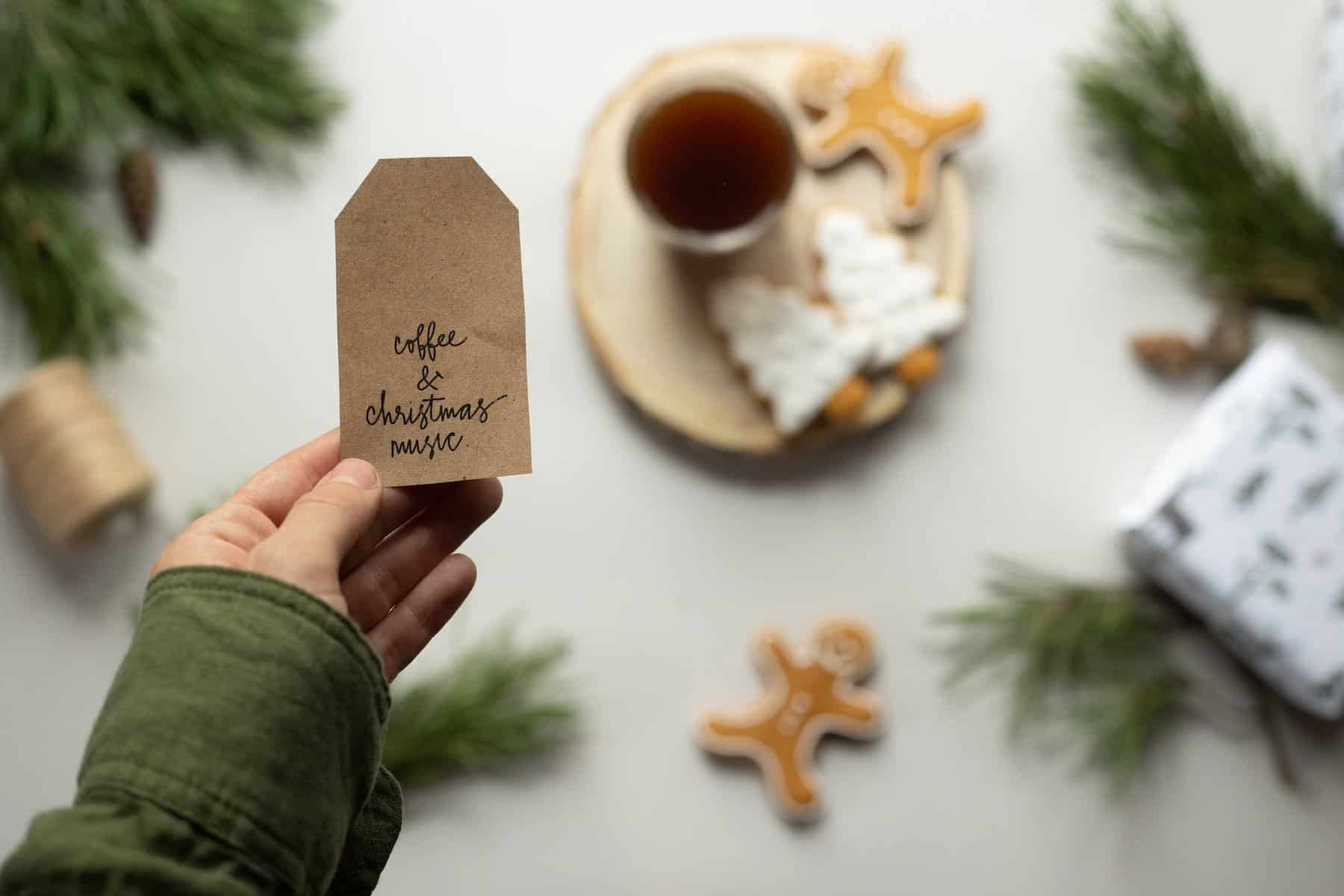 christmas composition with cookies and pine branches