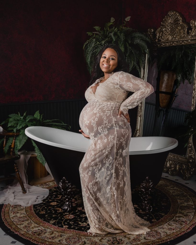 milk bath maternity photoshoot